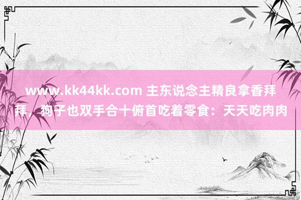 www.kk44kk.com 主东说念主精良拿香拜拜，狗子也双手合十俯首吃着零食：天天吃肉肉