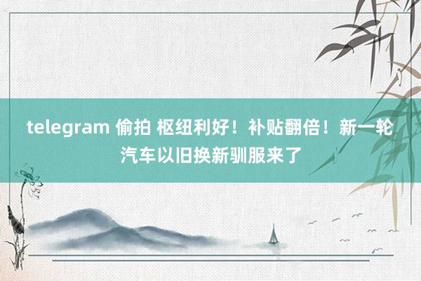 telegram 偷拍 枢纽利好！补贴翻倍！新一轮汽车以旧换新驯服来了