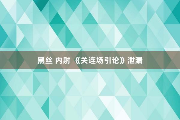 黑丝 内射 《关连场引论》泄漏