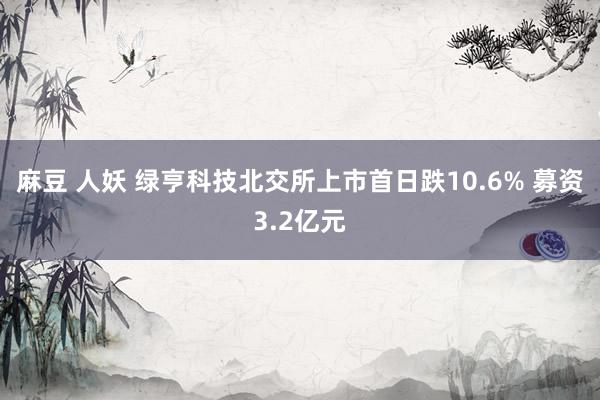 麻豆 人妖 绿亨科技北交所上市首日跌10.6% 募资3.2亿元