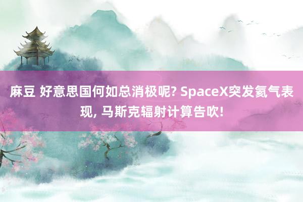 麻豆 好意思国何如总消极呢? SpaceX突发氦气表现， 马斯克辐射计算告吹!