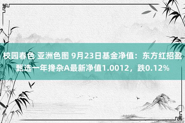 校园春色 亚洲色图 9月23日基金净值：东方红招盈甄选一年搀杂A最新净值1.0012，跌0.12%