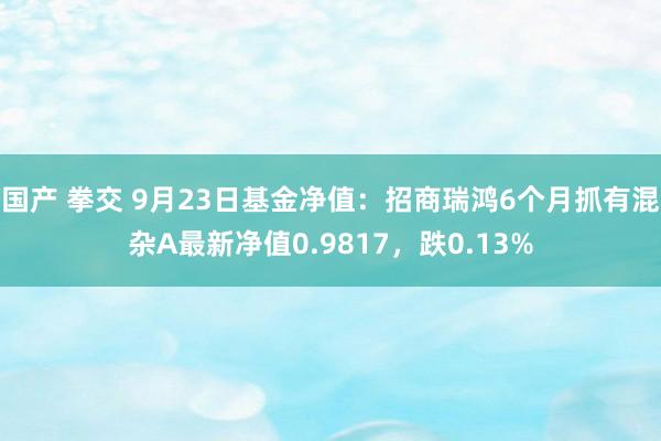 国产 拳交 9月23日基金净值：招商瑞鸿6个月抓有混杂A最新净值0.9817，跌0.13%