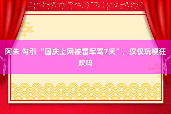 阿朱 勾引 “国庆上网被雷军骂7天”，仅仅玩梗狂欢吗