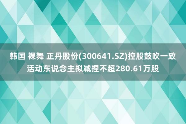 韩国 裸舞 正丹股份(300641.SZ)控股鼓吹一致活动东说念主拟减捏不超280.61万股