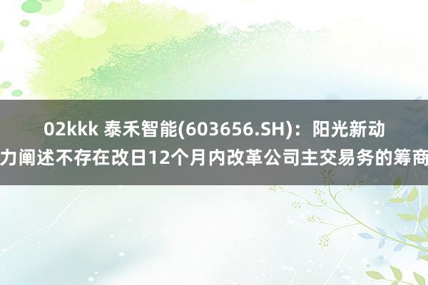 02kkk 泰禾智能(603656.SH)：阳光新动力阐述不存在改日12个月内改革公司主交易务的筹商