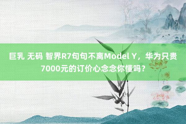 巨乳 无码 智界R7句句不离Model Y，华为只贵7000元的订价心念念你懂吗？