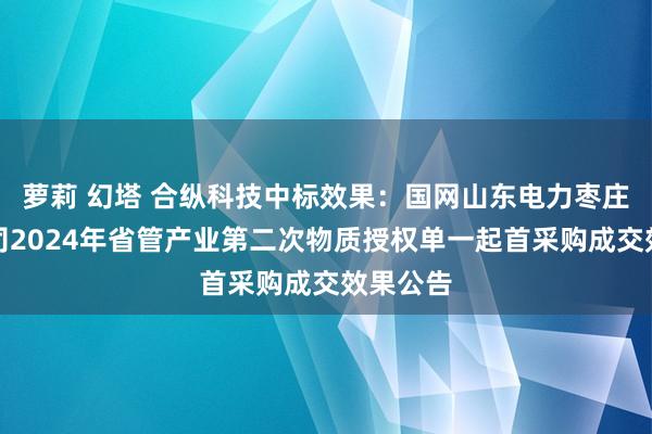 萝莉 幻塔 合纵科技中标效果：国网山东电力枣庄供电公司2024年省管产业第二次物质授权单一起首采购成交效果公告