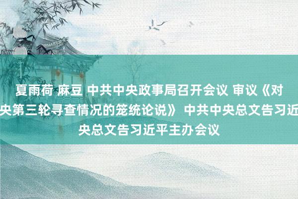 夏雨荷 麻豆 中共中央政事局召开会议 审议《对于二十届中央第三轮寻查情况的笼统论说》 中共中央总文告习近平主办会议