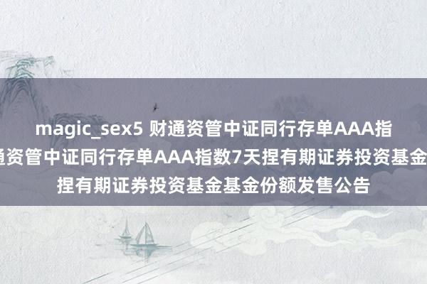 magic_sex5 财通资管中证同行存单AAA指数7天捏有期: 财通资管中证同行存单AAA指数7天捏有期证券投资基金基金份额发售公告