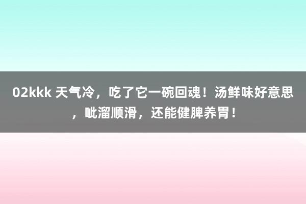 02kkk 天气冷，吃了它一碗回魂！汤鲜味好意思，呲溜顺滑，还能健脾养胃！