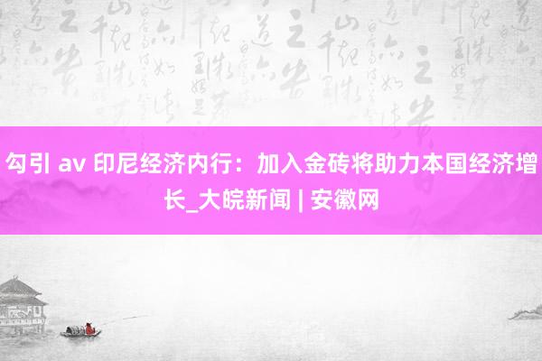 勾引 av 印尼经济内行：加入金砖将助力本国经济增长_大皖新闻 | 安徽网