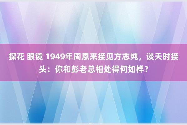 探花 眼镜 1949年周恩来接见方志纯，谈天时接头：你和彭老总相处得何如样？