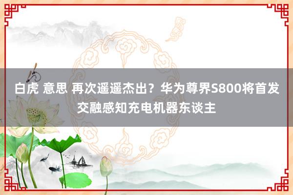 白虎 意思 再次遥遥杰出？华为尊界S800将首发交融感知充电机器东谈主