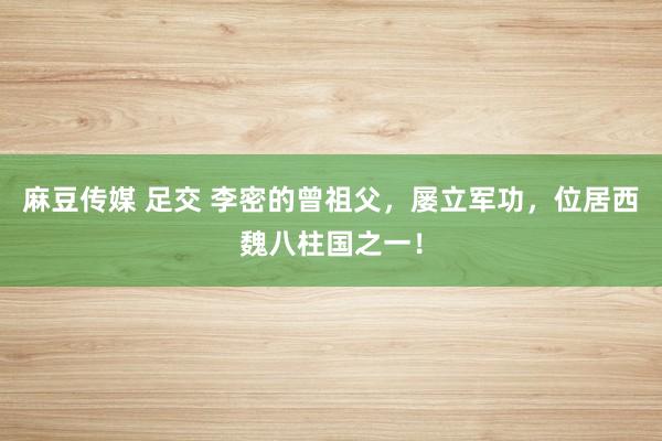 麻豆传媒 足交 李密的曾祖父，屡立军功，位居西魏八柱国之一！